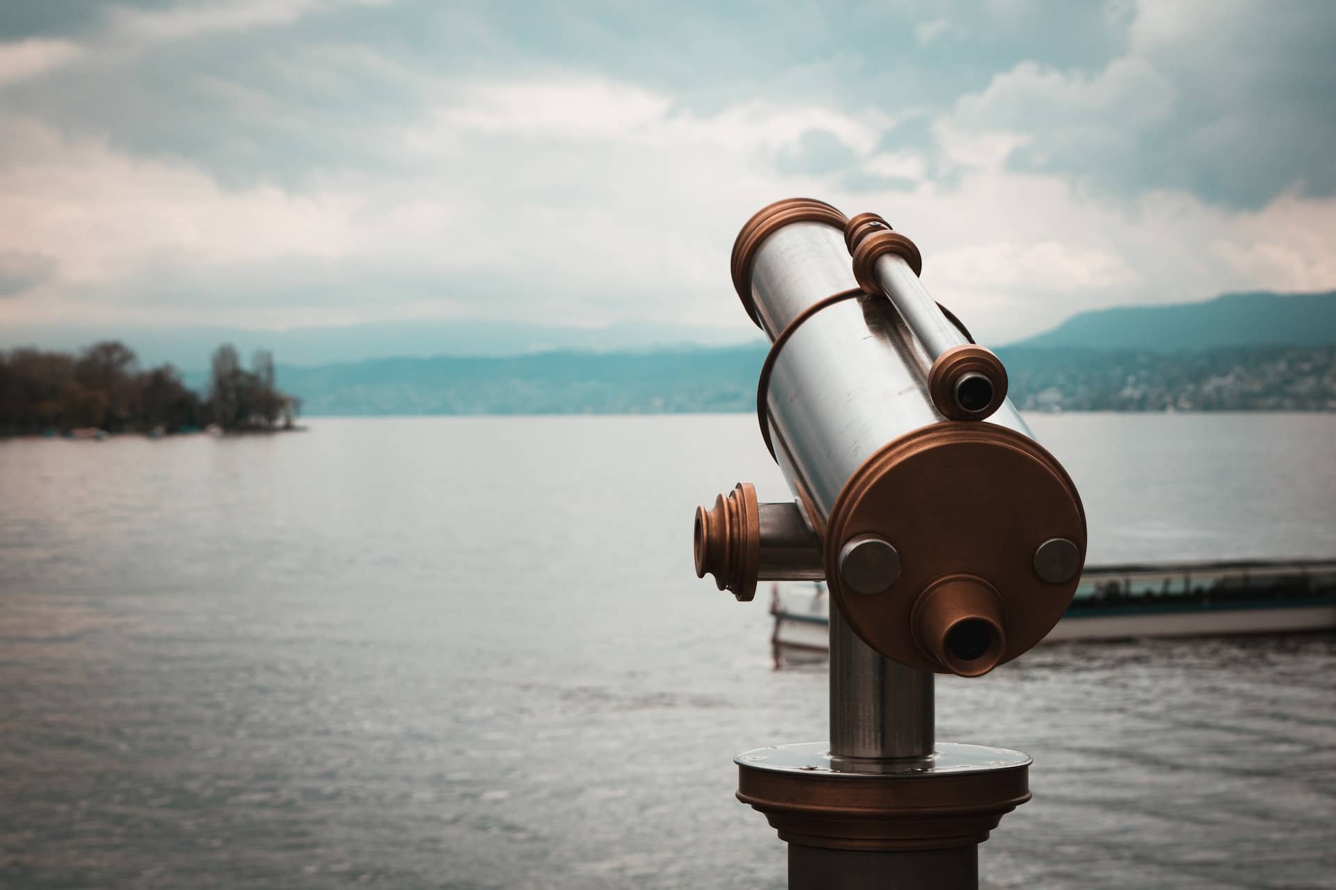 telescope looking over a lake